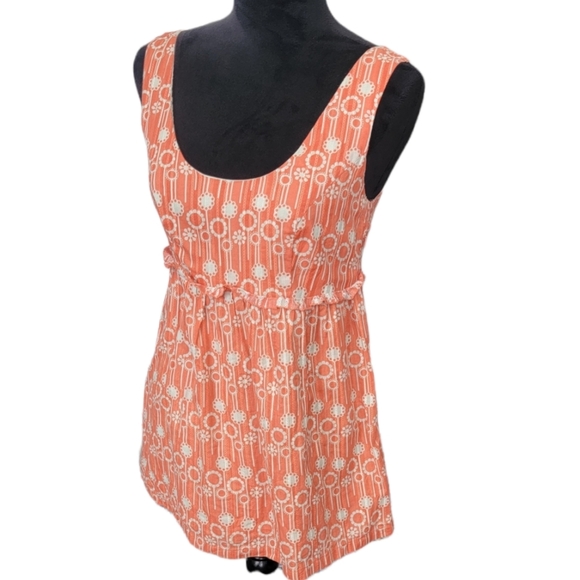 Fossil Orange Retro Flower Power Babydoll Tank Size Small - Picture 2 of 7